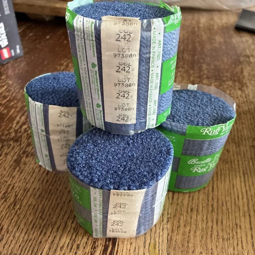 NEW Lot 13 x Vintage Bucilla Acrylic Latch Hook Rug Yarn Assorted Blue Tan